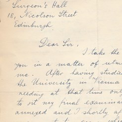 Letter of Application from Concentration Camp Survivor, March 14 1940, SOM 5/2/3/7