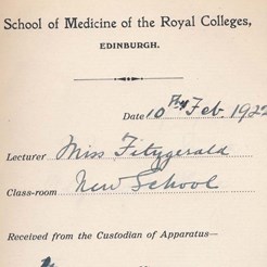 Mabel Fitzgerald's Receipt for Teaching Apparatus