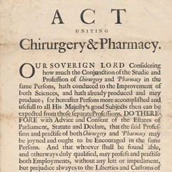 Act Uniting Pharmacy & Chirurgery, 1682, RCSEd 1/3/3/23