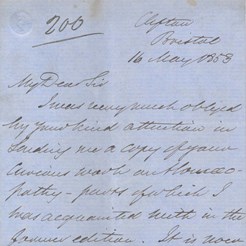 Letter to JSY relating to Edinburgh Maternity Hospital abandoning the use of Chloroform, May 1853