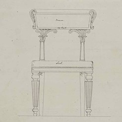 Front elevation of chair for hall of meeting, RCSEd 8/2/2/80