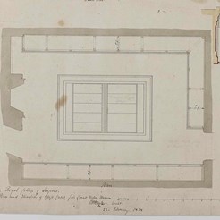 Plan and elevation of glass cases for small Western Museum, RCSEd 8/2/2/121